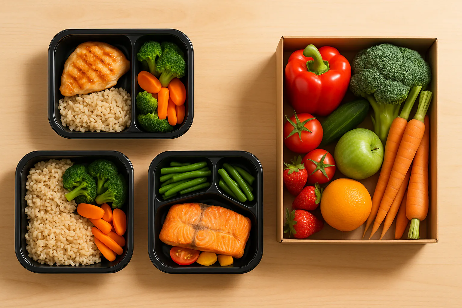Healthy ready-to-eat meals and fresh groceries